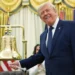 President Donald Trump marks Wall Street opening bell from the Oval Office - AP Photo/Mark Schiefelbein