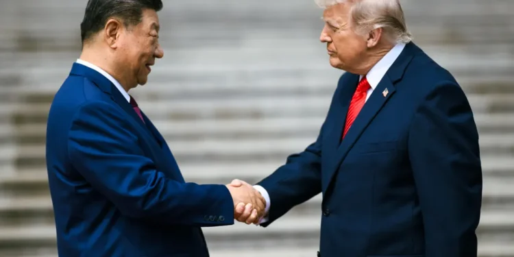 President Donald Trump and Chinese President Xi Jinping participate in a welcome ceremony at the Great Hall of the People in Beijing, China.