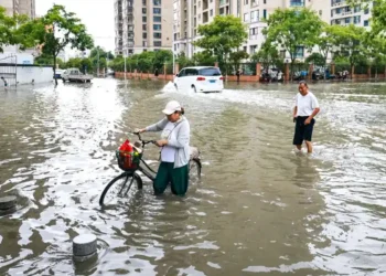 Strong winds and rain from Typhoon Bavi affect eastern China after landfall. - Jiang Han/Xinhua via AP