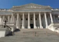 Facade of the U.S. Senate chamber at the United States Capitol in Washington, D.C.