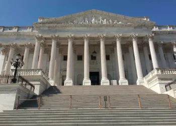 Facade of the U.S. Senate chamber at the United States Capitol in Washington, D.C.