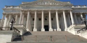 Facade of the U.S. Senate chamber at the United States Capitol in Washington, D.C.