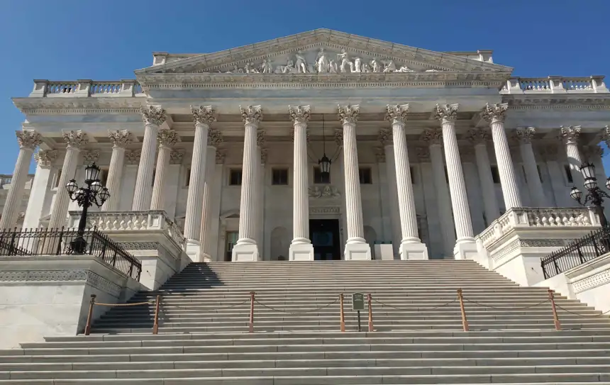 Facade of the U.S. Senate chamber at the United States Capitol in Washington, D.C.