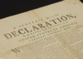 Rare 1776 Declaration of Independence copy discovered at Britain's National Archives. - AP Photo/Kwiyeon Ha