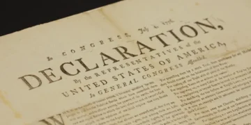 Rare 1776 Declaration of Independence copy discovered at Britain's National Archives. - AP Photo/Kwiyeon Ha