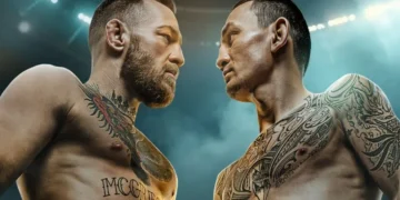 Max Holloway celebrates after UFC 329 victory over Conor McGregor in Las Vegas - image UFC