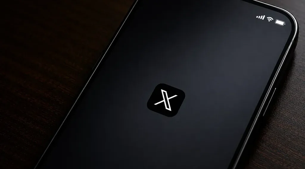 Screenshot of the X mobile application splash screen displayed on a smartphone, showing the X logo centered on a dark startup screen.
