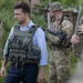 Ukrainian President Volodymyr Zelenskyy visits troops at a frontline position in eastern Ukraine during an official military visit.