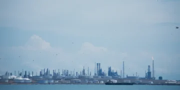 Amuay oil refinery complex in Venezuela, showing industrial processing facilities and infrastructure at the major petroleum refining site.