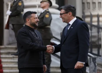 UK Prime Minister Andy Burnham meets Ukrainian President Volodymyr Zelenskyy during a bilateral meeting in Kyiv, Ukraine.