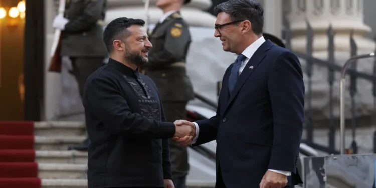 UK Prime Minister Andy Burnham meets Ukrainian President Volodymyr Zelenskyy during a bilateral meeting in Kyiv, Ukraine.