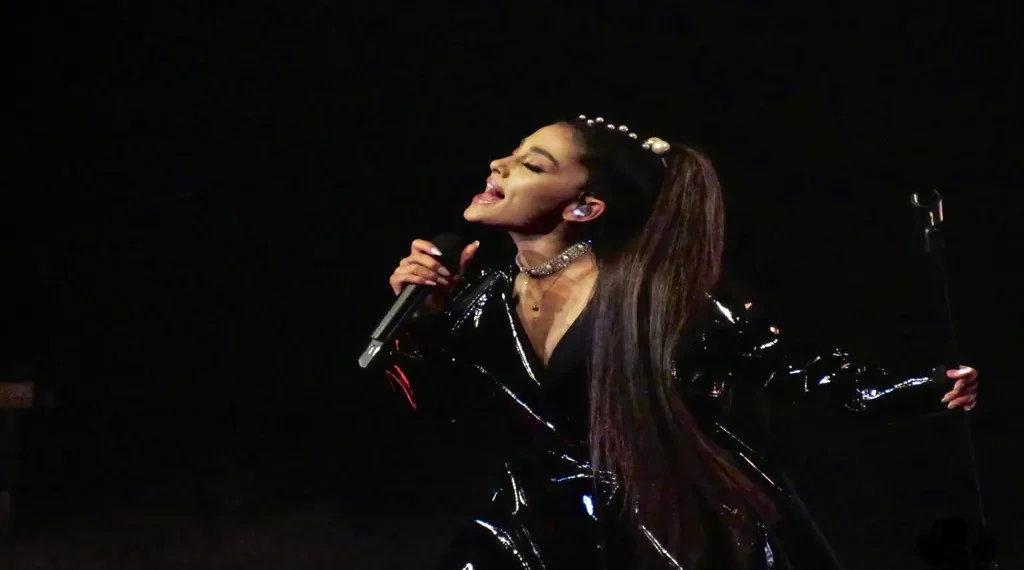 Ariana Grande performs on stage during the Dangerous Woman Tour at SNHU Arena in Manchester, New Hampshire.