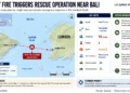 Map showing reported Houthi attack near Bab el-Mandeb and U.S. maritime operations across the Gulf of Oman and Strait of Hormuz