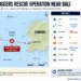 Map showing ferry fire rescue operation in Lombok Strait after 172 passengers were evacuated between Bali and Lombok