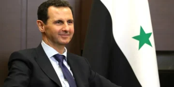 Bashar al-Assad meets Vladimir Putin during talks at the Kremlin in Moscow on May 17, 2018.
