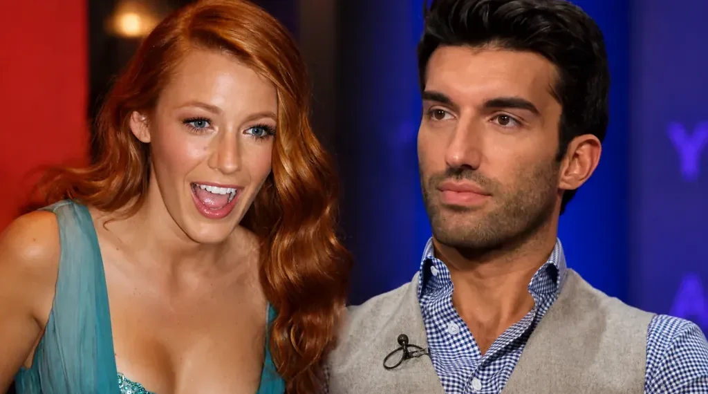 Blake Lively and Justin Baldoni appear together in a composite editorial portrait assembled from separately sourced photographs.
