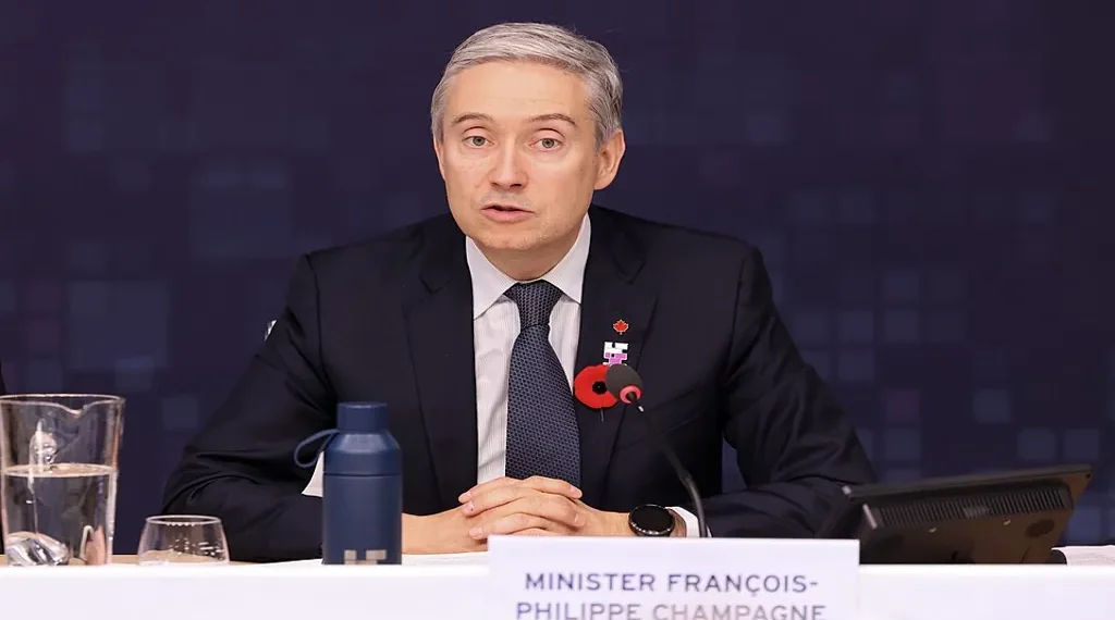 Canada’s innovation minister speaks during a frontier artificial intelligence safety roundtable at Bletchley Park in the United Kingdom.