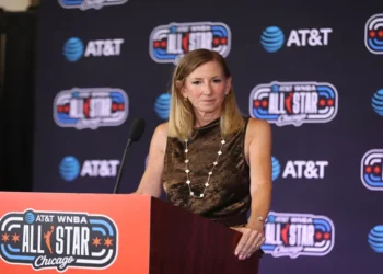 WNBA Commissioner Cathy Engelbert attends a pregame event during the WNBA All-Star weekend in Chicago, Illinois.