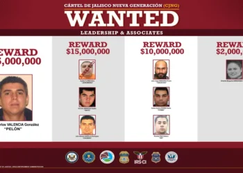 DEA wanted poster displaying eight senior CJNG cartel leaders targeted by new U.S. criminal charges and reward offers announced in August 2026.