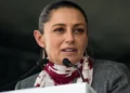 Claudia Sheinbaum attends the inauguration of the Monumental Carpet event at the Zócalo in Mexico City, Mexico.