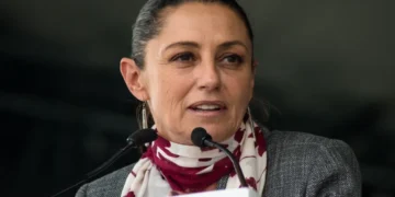 Claudia Sheinbaum attends the inauguration of the Monumental Carpet event at the Zócalo in Mexico City, Mexico.