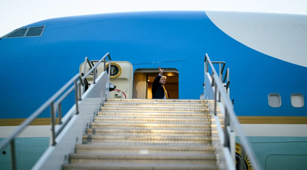 Donald Trump boards Air Force One at Ankara Esenboga International Airport in Turkey on July 8, 2026