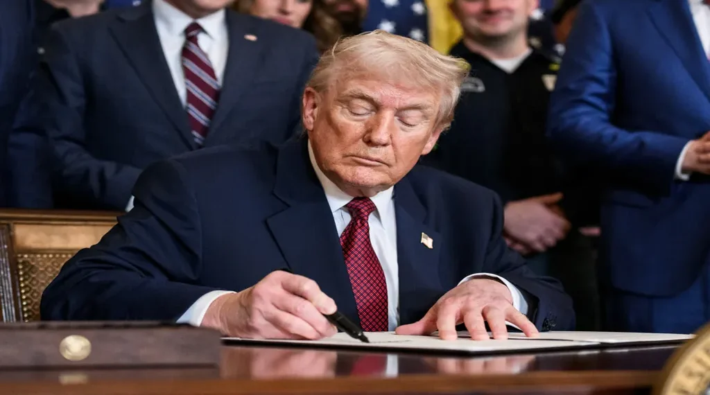President Donald Trump speaks at an event highlighting coal miners and the U.S. coal industry during a White House initiative in 2026.