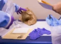 Personal protective equipment is arranged for medical staff during an Ebola response training exercise at an Army health clinic.