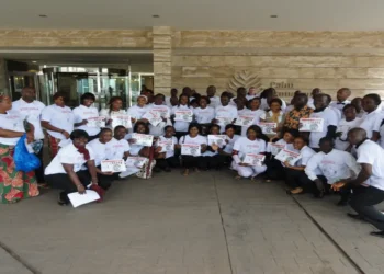 Hotel employees participate in Ebola training in Conakry, Guinea, as part of public health preparedness activities.