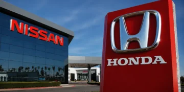 Honda and Nissan logos displayed together, representing the Japanese automakers and their automotive technology partnership.