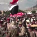 Houthi supporters protest against Saudi-led coalition airstrikes in Sana’a, Yemen, in September 2015.