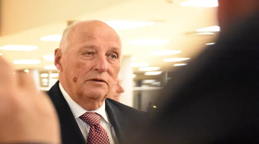 King Harald V of Norway poses for a portrait in 2021, photographed by Sámediggi - Sametinget.