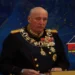 King Harald V of Norway attends the opening of the Sámediggi during a formal event in 2021.