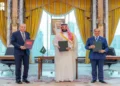 Saudi Crown Prince, Turkish President and Pakistani Prime Minister attend the signing of a joint defense agreement in Makkah.