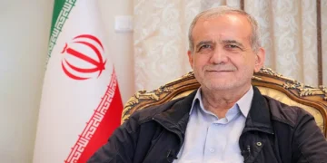Iranian President Masoud Pezeshkian speaks during an interview with Khamenei.ir in 2024.