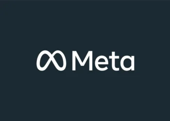 Official Meta company logo displayed on a blue gradient background, representing the parent company of Facebook, Instagram, WhatsApp, Messenger, and Threads.