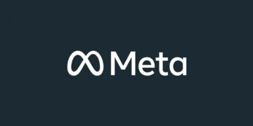 Official Meta company logo displayed on a blue gradient background, representing the parent company of Facebook, Instagram, WhatsApp, Messenger, and Threads.