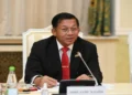 Myanmar military leader Min Aung Hlaing meets Tatarstan President Rustam Minnikhanov during a visit to Tatarstan in June 2021