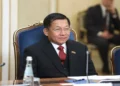 Myanmar Prime Minister Min Aung Hlaing meets Russian Federation Council Chairperson Valentina Matviyenko in Moscow on March 4, 2025.