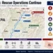 JournosNews graphic maps Nepal flood-affected districts, rescue operations, river valleys, casualties, missing people, infrastructure damage and additional hazards.
