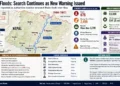JournosNews graphic maps Nepal flood-affected districts, reported deaths, missing people, rescue operations, humanitarian response and renewed Bhote Koshi river warnings.