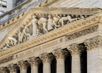 New York Stock Exchange building on Wall Street in Lower Manhattan, New York City.