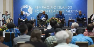 Pacific Islands Forum leaders meet during a regional leaders meeting in 2017.