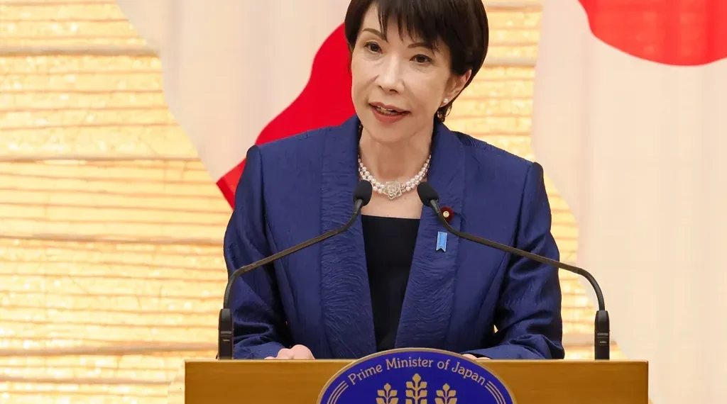 Japan's Sanae Takaichi and Italian Prime Minister Giorgia Meloni meet during the Italy–Japan summit in Tokyo on January 16, 2026.