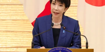 Japan's Sanae Takaichi and Italian Prime Minister Giorgia Meloni meet during the Italy–Japan summit in Tokyo on January 16, 2026.