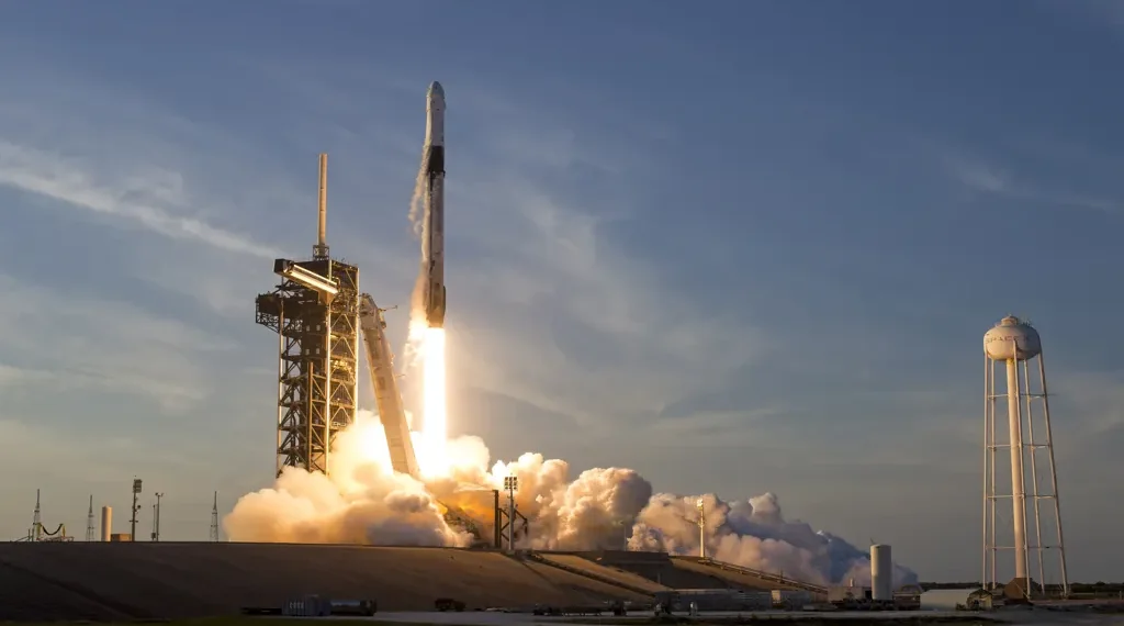 SpaceX Falcon 9 rocket carrying the Dragon spacecraft lifts off from NASA's Kennedy Space Center during the Crew-10 mission in March 2025.