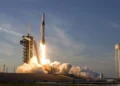 SpaceX Falcon 9 rocket carrying the Dragon spacecraft lifts off from NASA's Kennedy Space Center during the Crew-10 mission in March 2025.
