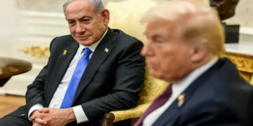 U.S. President Donald Trump meets Israeli Prime Minister Benjamin Netanyahu in the Oval Office to discuss a Gaza peace plan.