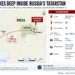 Map showing reported Ukrainian drone strike on Nizhnekamsk in Russia's Tatarstan and the approximate distance from Ukraine