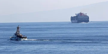 USCGC Aquidneck transits the Strait of Hormuz during U.S. naval operations on December 2, 2020.